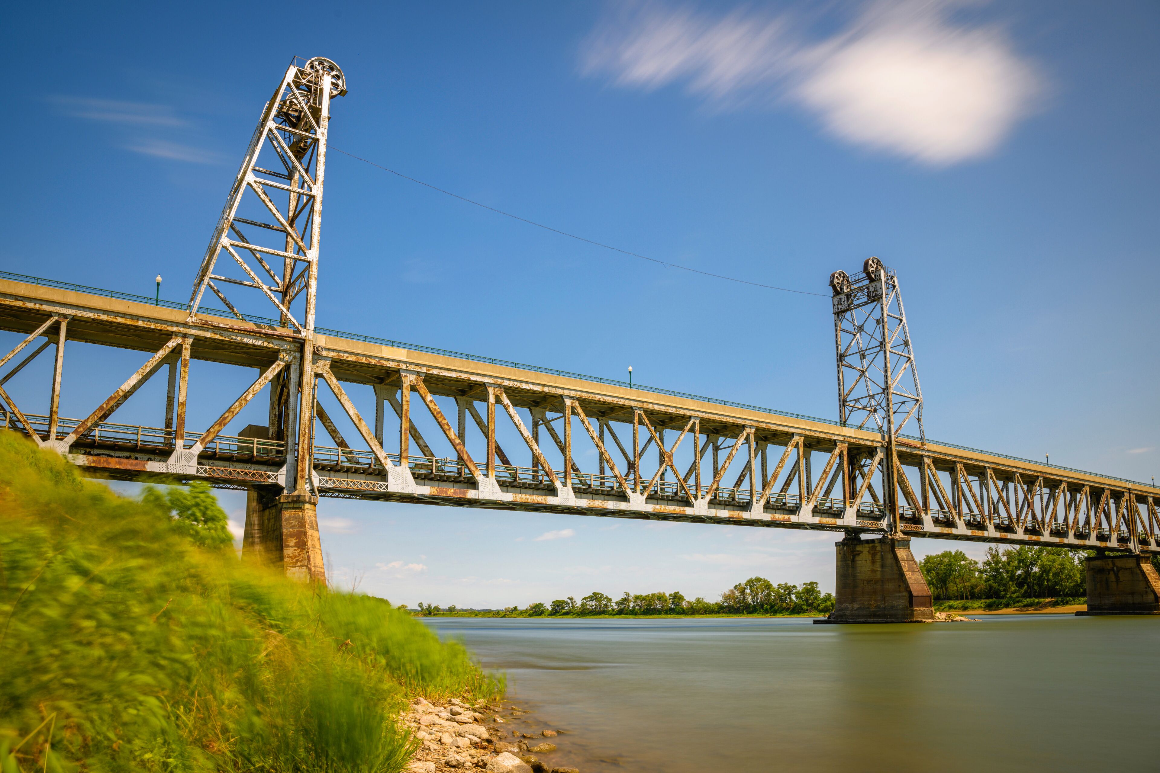 The Meridian Bridge, Yankton's Signature Landmark 3,013 feet long double-deck bridge, opened in 1924, across the Missouri River between Nebraska and South Dakota