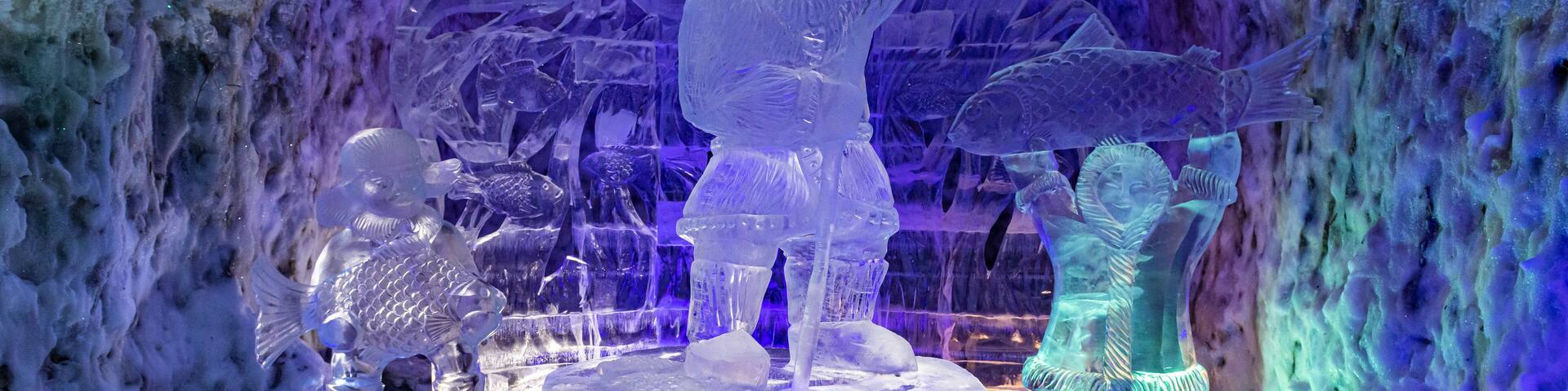 Colourful ice sculptures in the Permafrost kingdom, Yakutsk, Sakha Republic (Yakutia)