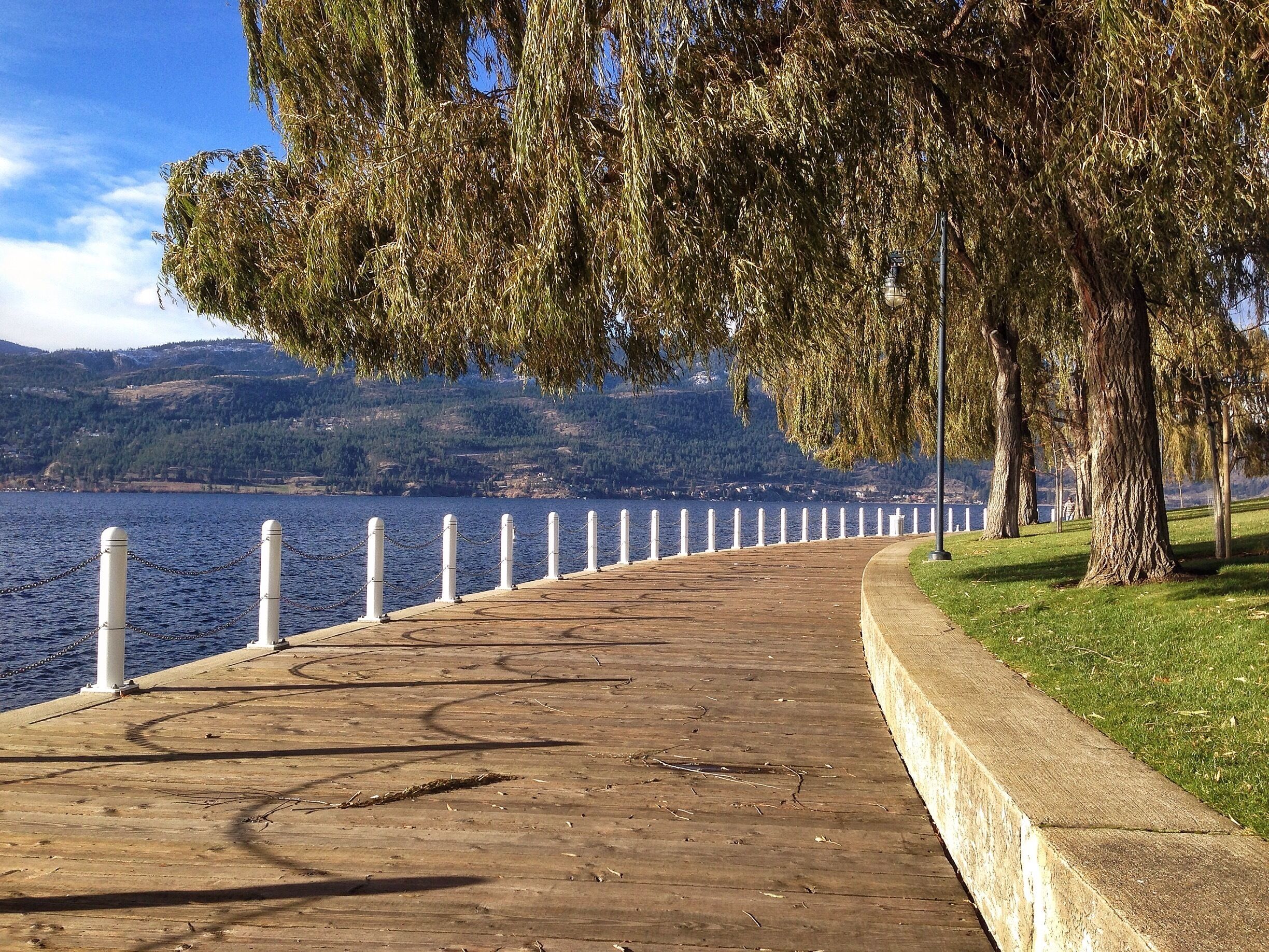 This portion of the boardwalk is called the Simpson Walk who was named after Stanley M Simpson who arrived in Kelowna from Ontario in 1913. His one man carpentry shop grew into the sawmill that is still operating today. 