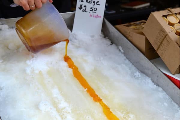 Winter is around the corner and try classic Canadian winter-time treats - maple taffy on snow, simply pour the 100% pure and boiling maple syrup over fresh, clean snow. Press a wooden/popsicle stick into the syrup and then as the syrup is cooling, roll it up around the stick, an old fashioned maple taffy is ready to enjoy!
#Canada #SweetSpot #winter #MapleSyrup #treat #sweet #Montreal #Quebec #NorthAmerica