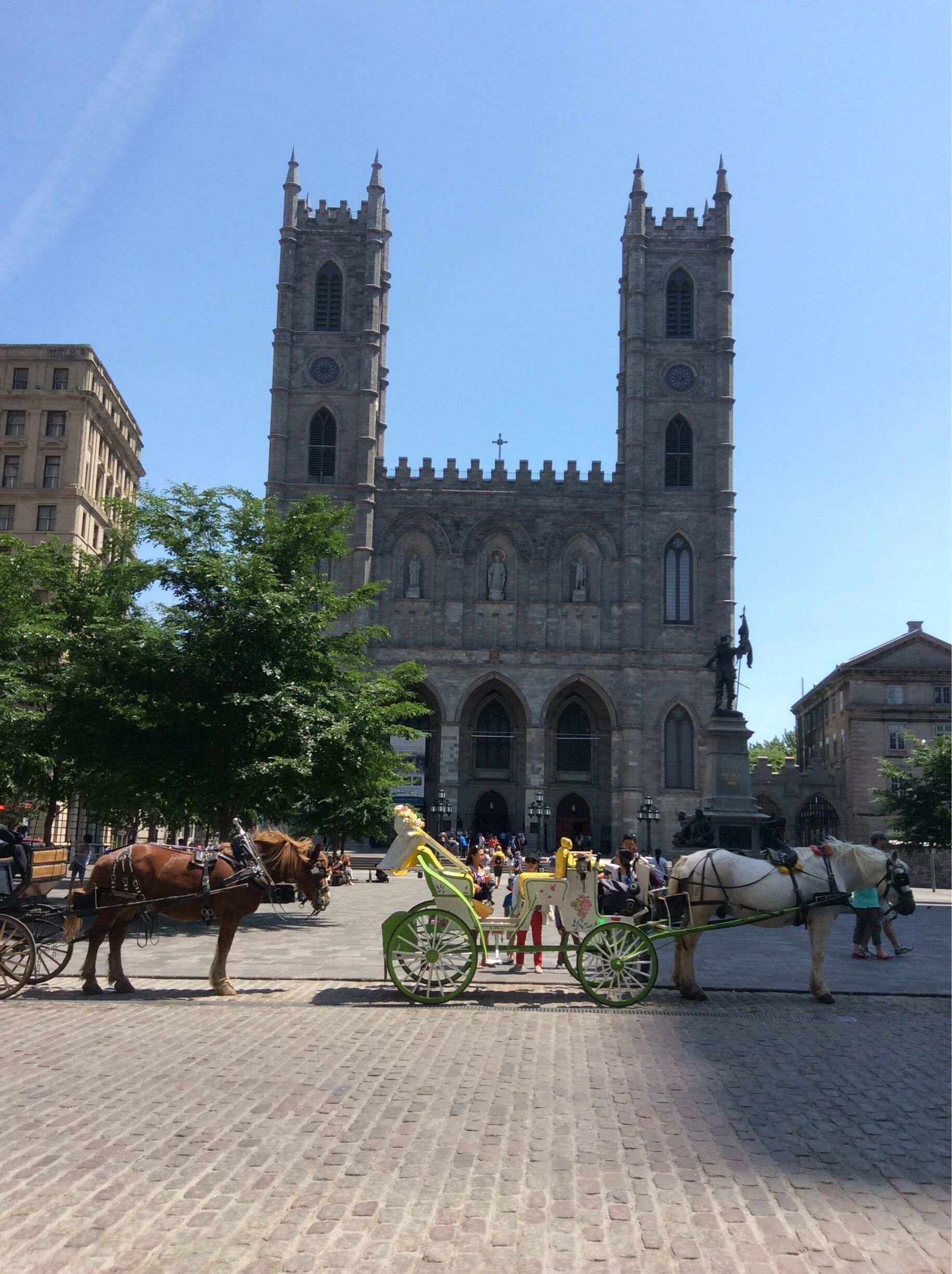The beautiful Basilica of Notre Dame of Montreal, Canada in the Place D'Armes. Celine Dion was married here. 
