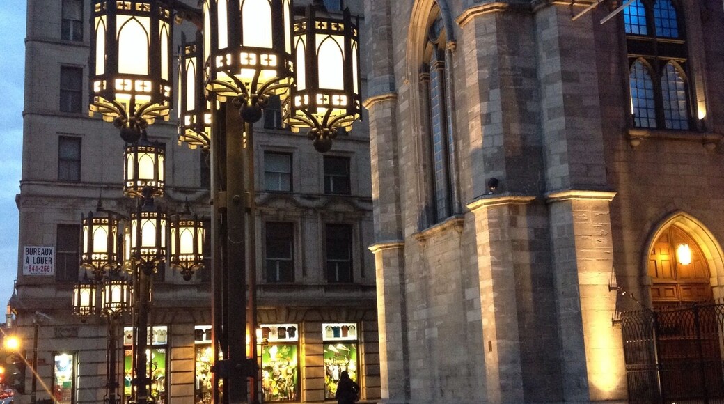 Notre-Dame Basilica , Montreal at night .
