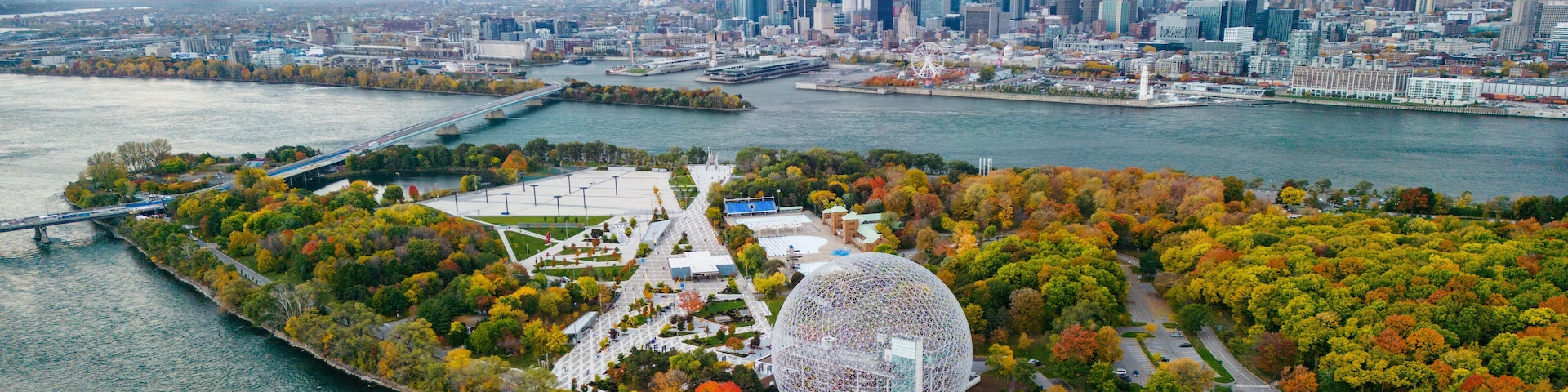 Aerial view of Montreal from Saint Helen's Island