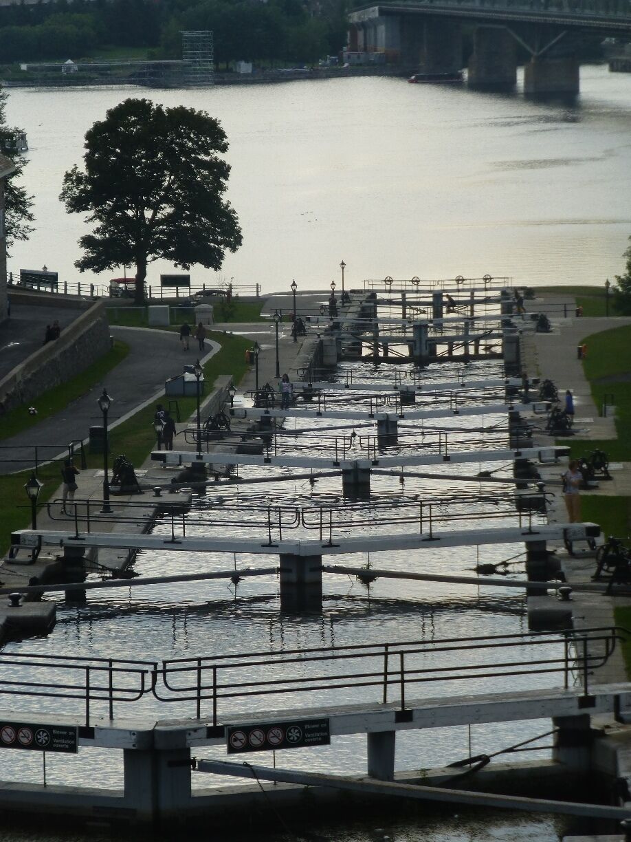 Start (or end, depending which way you're coming, I suppose) of the Rideau Canal which connects Ottawa to Kingston on Lake Ontario.  It's a UNESCO World Heritage Site and the oldest continually operated canal in North America.  It's mostly used for pleasure boating these days, and in winter when it freezes over, you can ice skate on it!