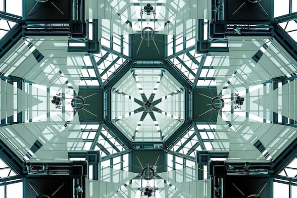 Art museum in Ottawa. This picture is taken when looking up in the great hall towards the glass ceiling.