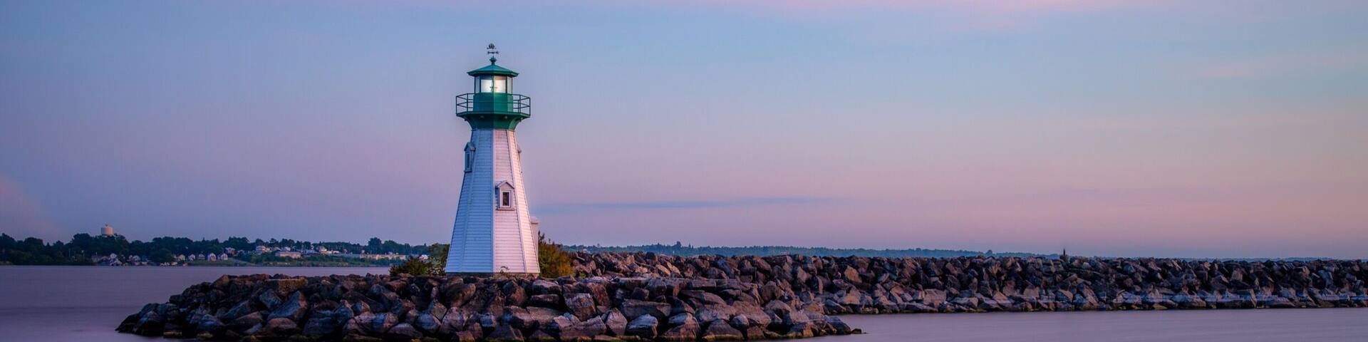 Lighthouse by the marina in Prescott, Ontario