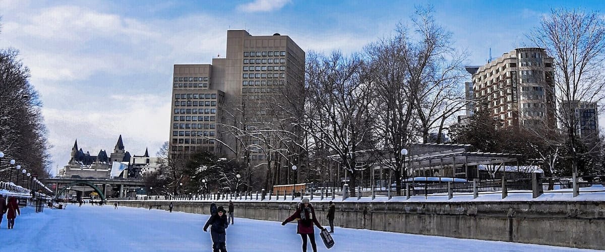 Rideau canal in winter, the largest skate rink in the world. Ottawa. Canada.