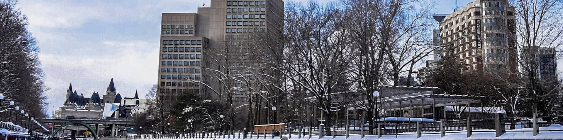Rideau canal in winter, the largest skate rink in the world. Ottawa. Canada.