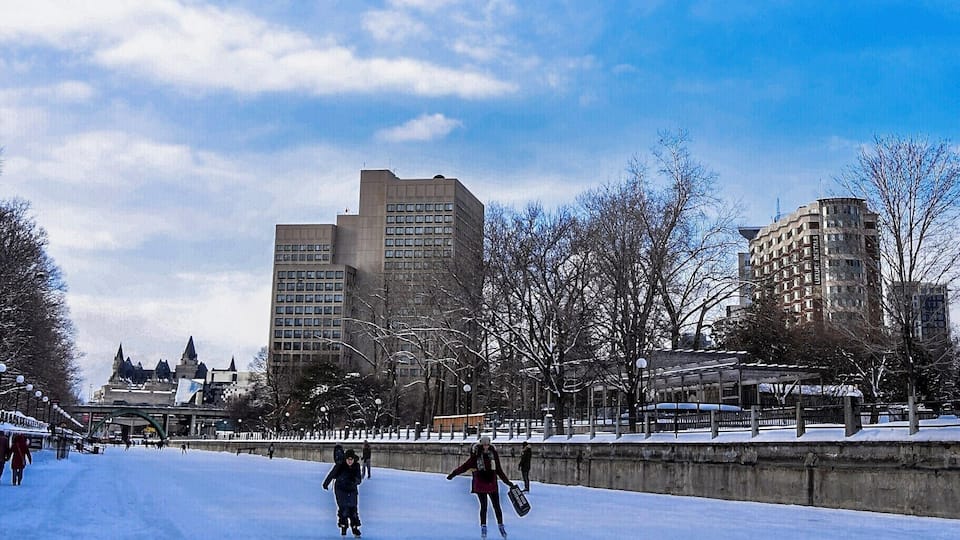 Rideau canal in winter, the largest skate rink in the world. Ottawa. Canada.