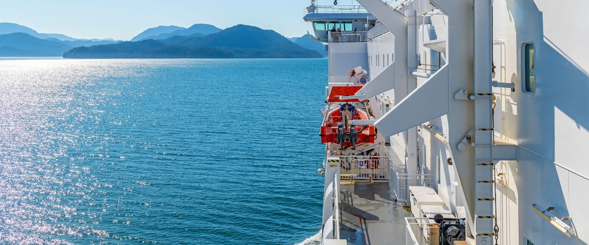 Inside passage cruise ferry between Prince Rupert and Port Hardy, British Columbia, Canada.