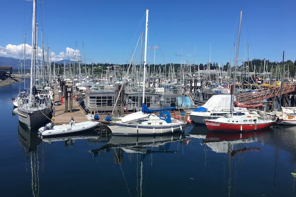 The pleasure craft harbour at Comox. Comox is a lovely town of about 15,000 people on the southern coast of the Comox Peninsula in the Georgia Strait on the eastern coast of Vancouver Island, British Columbia. The town has become a popular tourist attraction due to its good fishing, local wildlife, year-round golf and proximity to the Mount Washington ski area, the Forbidden Plateau, and Strathcona Provincial Park.