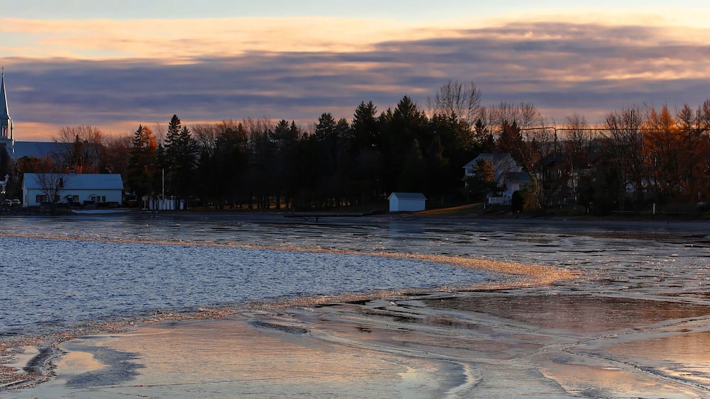 Icy sunset on Roberval from Lac Saint Jean