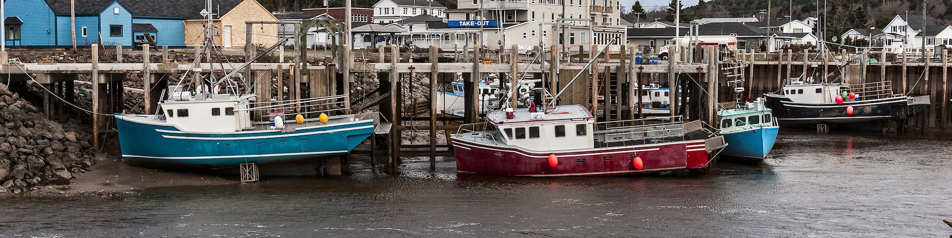 Fishing boats at low tide, Bay of Fundy