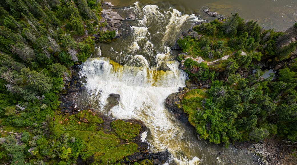 Aerial of the Pisew Falls Provincial Park, Thompson, Manitoba, Canada