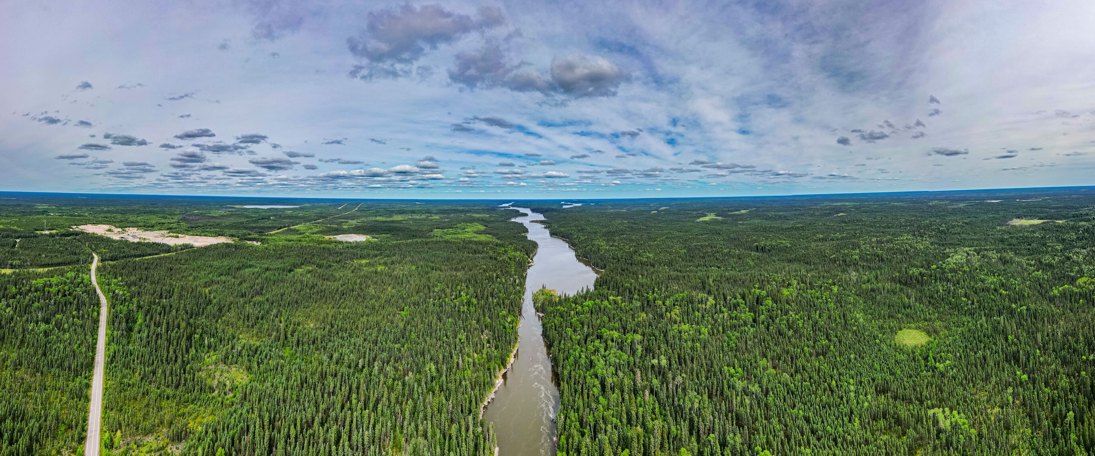 Aerial of the Pisew River, Pisew Falls Provincial Park, Thompson, Manitoba, Canada