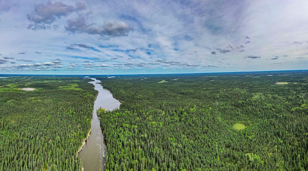 Aerial of the Pisew River, Pisew Falls Provincial Park, Thompson, Manitoba, Canada
