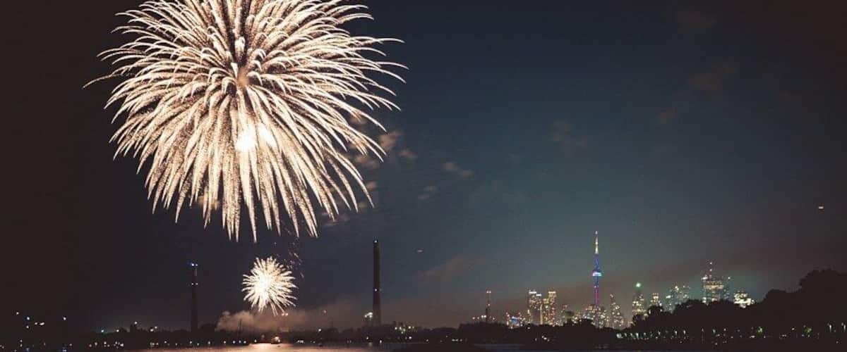 Off the beach there are so many good views of the city of Toronto. This was during Canada day!