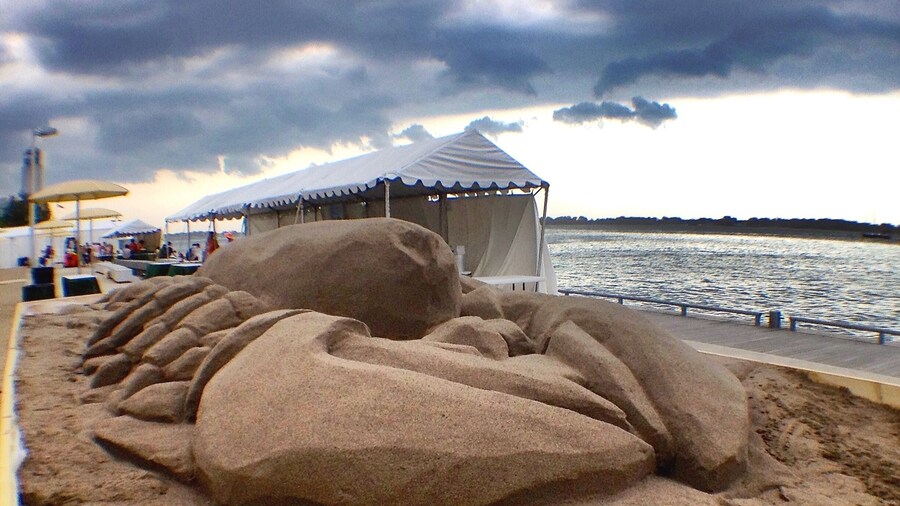 Located in Toronto's Inner Harbour, this unique park includes a long sand Urban Beach extending along the water's edge, stationary yellow shade umbrellas and Muskoka chairs. Stylized as HTO, the name is word play between the chemical element of water, H2O, and the common abbreviation for Toronto, TO.
#Toronto #Canada #Ontario #beach #sandsculpture #Harbourfront #BeachTips