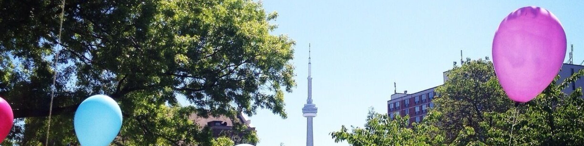 balloons as a "Toronto diversity sign" in the Trinity Bellwoods Park