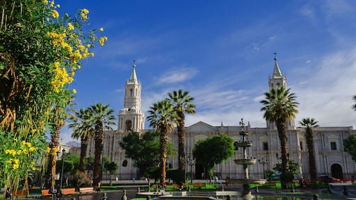 Plaza de armas cathedral. Also made of volcanic sillar.