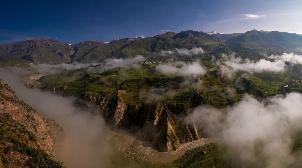 Aerial panoramic view to Colca canyon Chivay, Arequipa, Peru