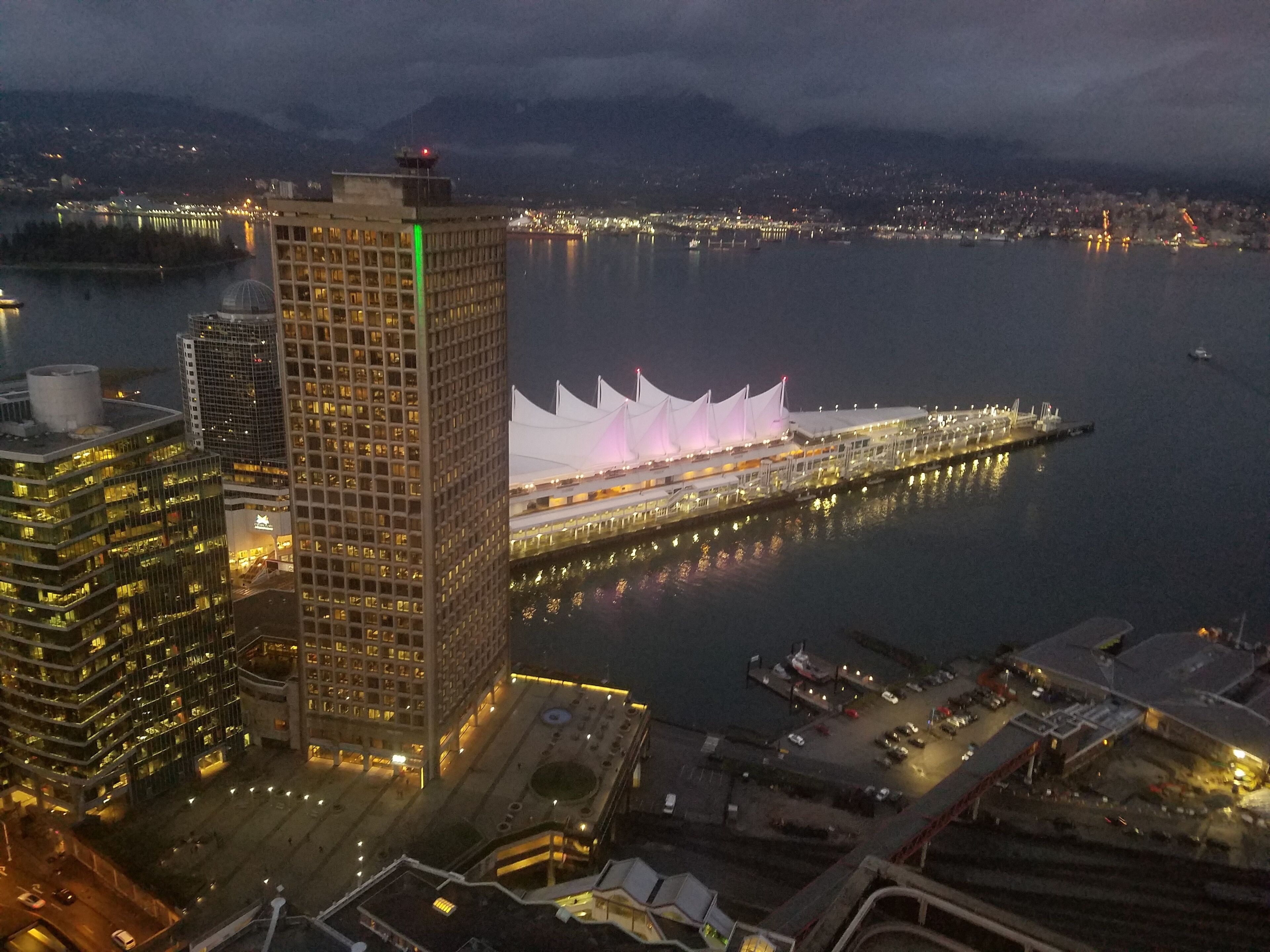 Great view of vancouver an a exterior glass elevator on the way up