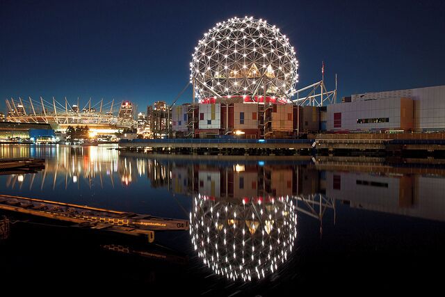 Telus World of Science is a very picturesque landmark in Vancouver along False Creek.  Inside is a science center good for taking kids and an IMAX theater.

#vancouver #scienceworld #KidsFun #Reflections  #BVSBlue