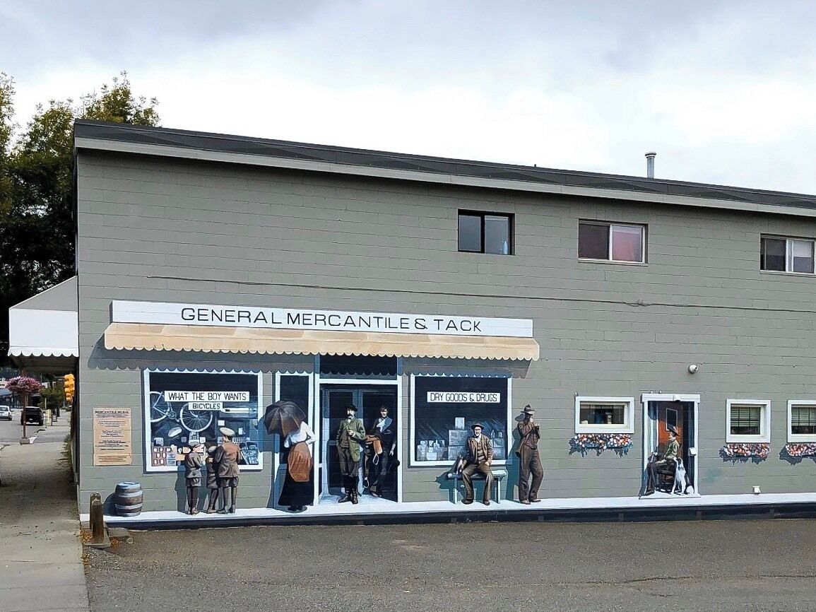 Mural of a general store, circa early 1900s, in Williams Lake, BC. (September 2019)

#Trovember
