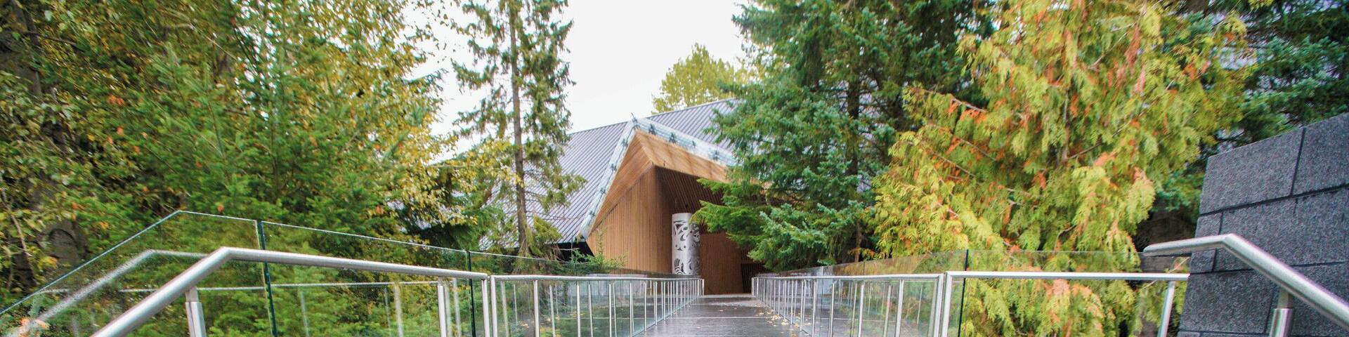 The entry walkway in Fall.