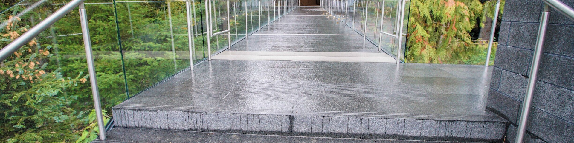 The entry walkway in Fall.