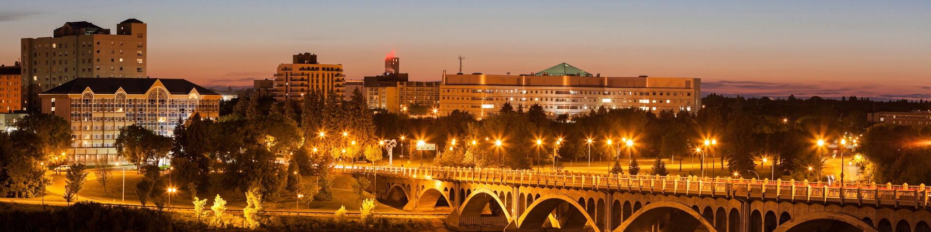 University Bridge on South Saskatchewan River at dusk