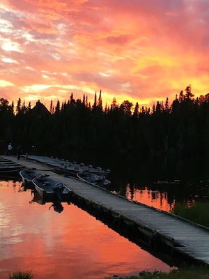 The Little Vermillion Lake system is a natural paradise with first-class great northern pike, muskie and small mouth bass fishing, but the hospitality and setting at FIRESIDE LODGE, Ontario, Canada is unequaled!  TIPS:  You must try fly fishing for pike (rather than spin rod fishing)...nothing like it!  And every evening, find your favorite sunset viewing spot, pour a glass of wine, and listen for the loons.  HEAVEN!  (this photo is from my favorite sunset spot at FIRESIDE LODGE, our home away from home for a week).  #lifeatexpedia #firesidelodgeontario #flyfishing