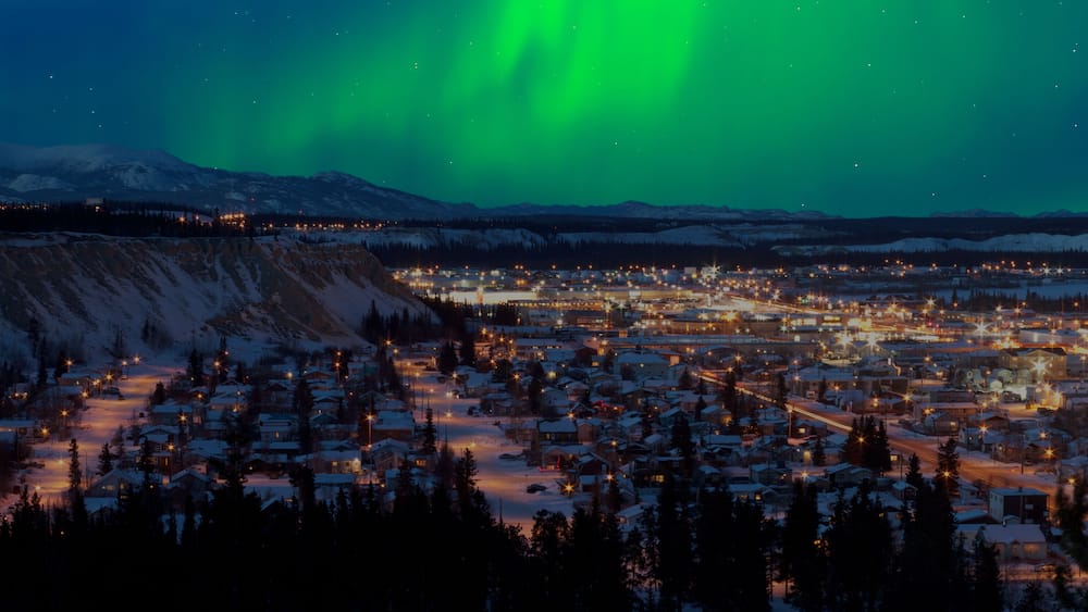 Northern Lights over Downtown Whitehorse