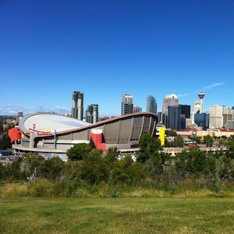 The best place to see the Saddledome, the Stampede grounds, and the rest of downtown Calgary. Scotchman's hill. 