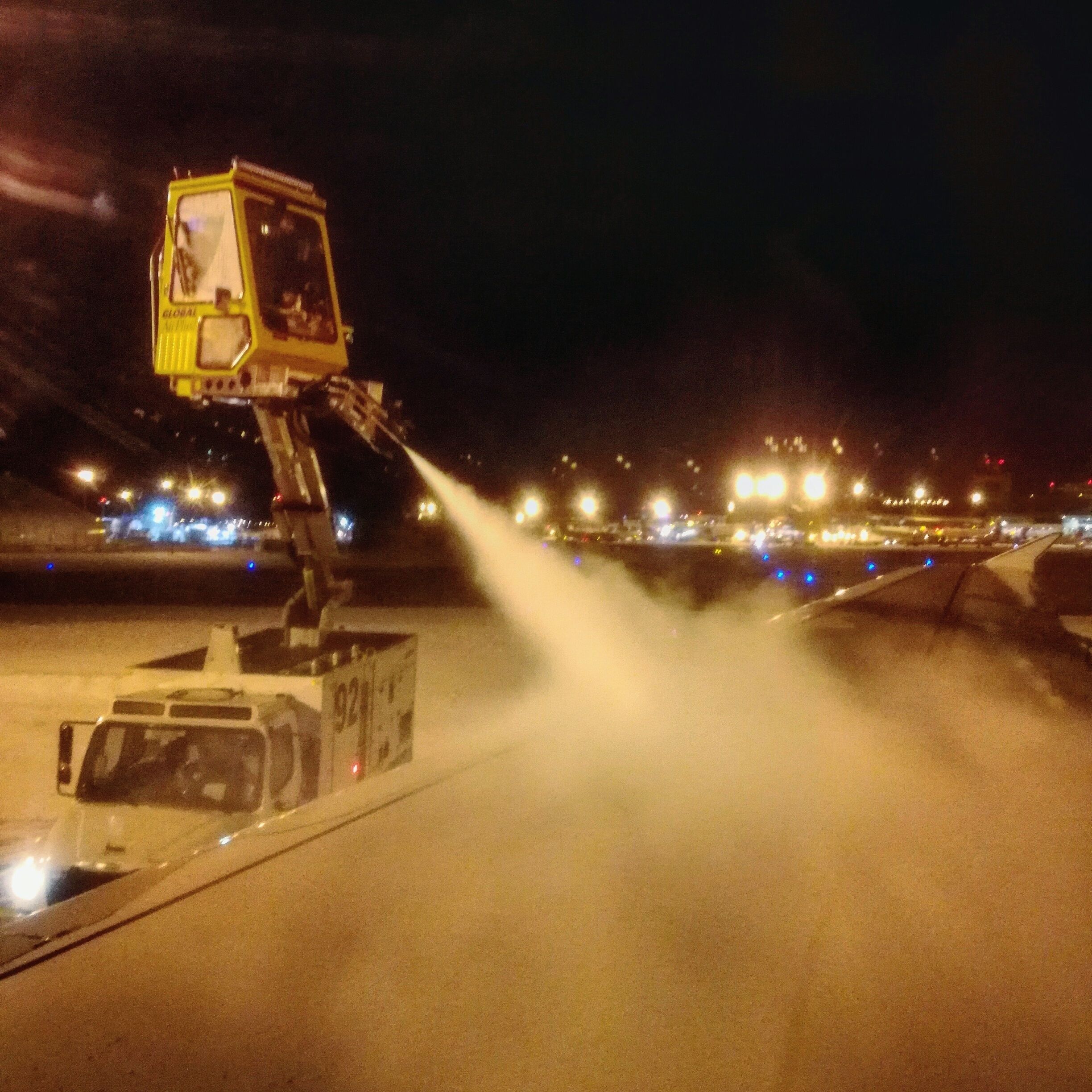 Early morning flight in winter required some de-icing