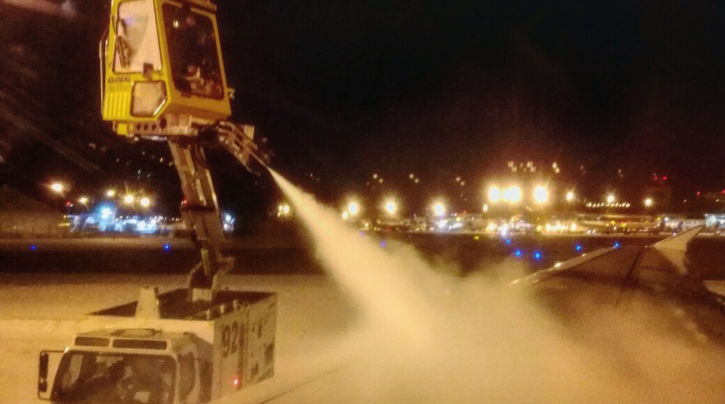 Early morning flight in winter required some de-icing