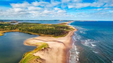 Sandy beach on the Atlantic Ocean. Cavendish, Prince Edward Island, Canada