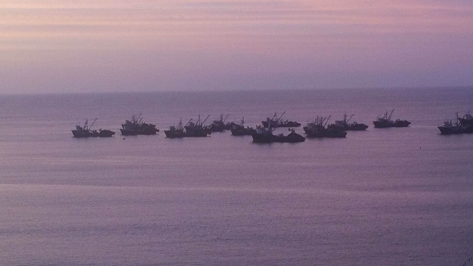Fishing boats in the sunset