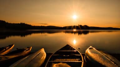 Golden Sunrise Over Northern Ontario Park: Serenity On A Two River Lake In Canada. Travel Photography.
