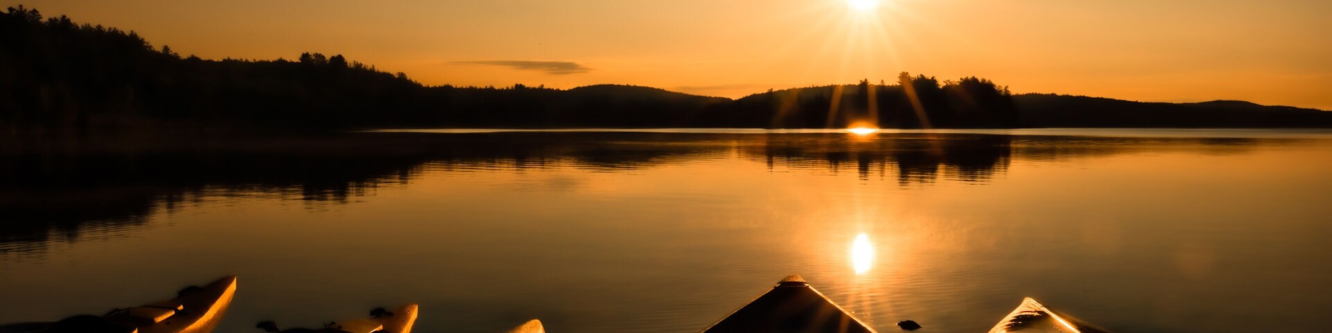 Golden Sunrise Over Northern Ontario Park: Serenity On A Two River Lake In Canada. Travel Photography.