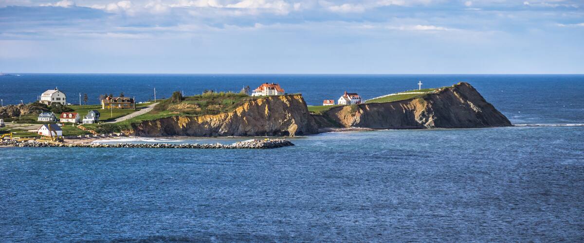 View on Mont Joli Cape, a cape located right next to the Percé rock in Gaspésie (Quebec., Canada)