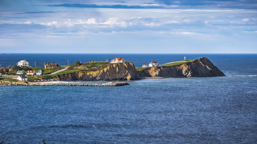View on Mont Joli Cape, a cape located right next to the Percé rock in Gaspésie (Quebec., Canada)