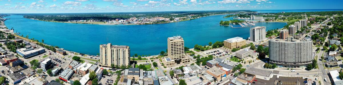 Aerial panorama of Sarnia, Ontario, Canada