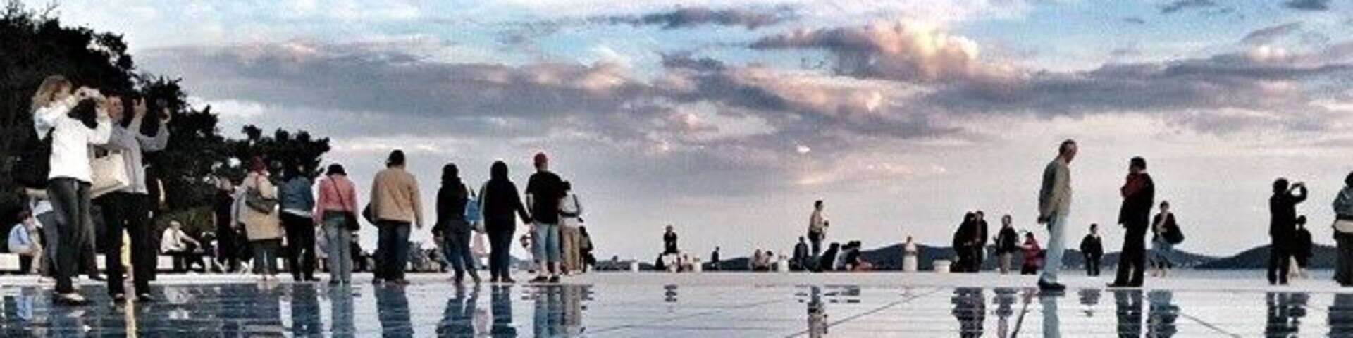 When the sun goes down this floor panels ligth up in multiple colors...in Zadar,Croatia.