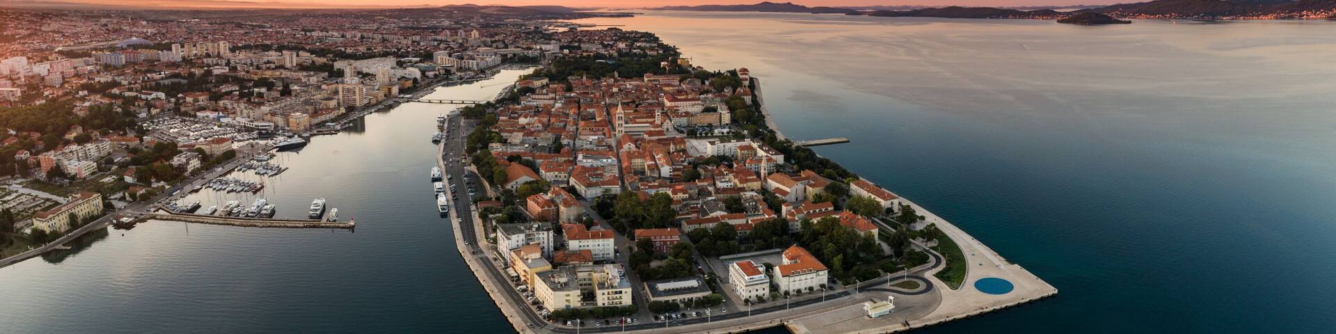Sunrise at Zadar aerial photo