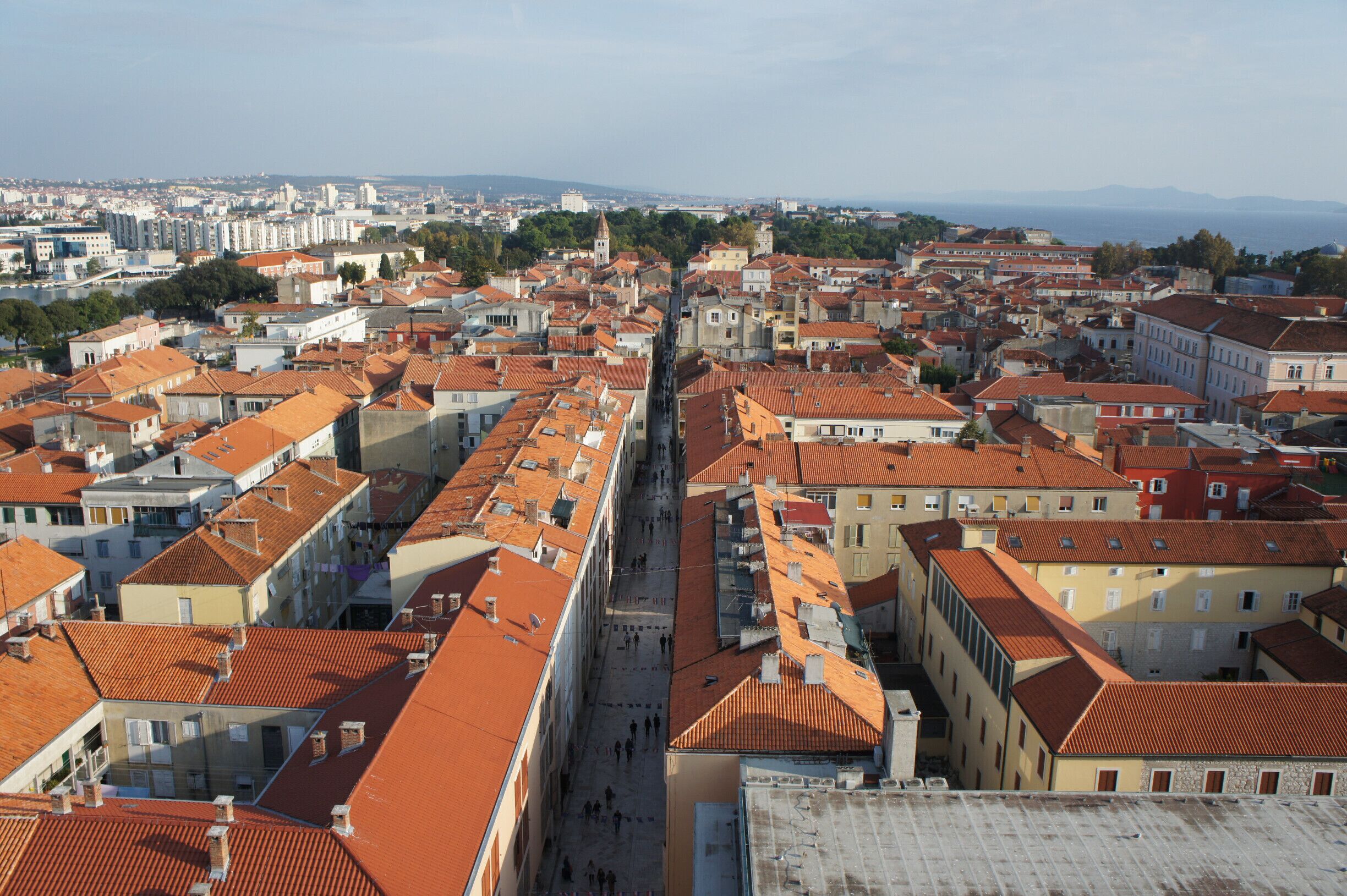 Looking down on the streets below, seen from the top of the cathedral of Saint Anastasia.
