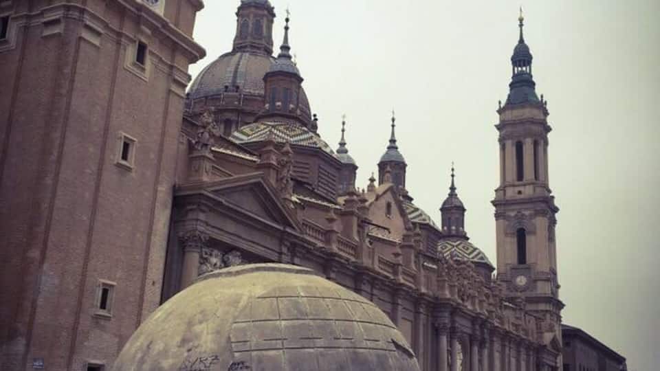 Outside the main cathedral in Zaragoza