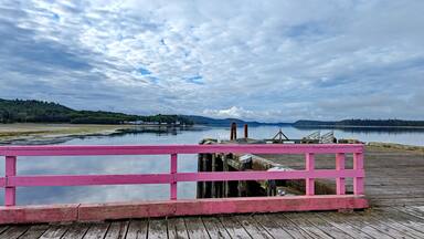 Village of Massett Wharf, Haida Gwaii, BC, Canada. This wharf in the past served as the main dock for fishing boats and supply vessels. Today it is still used for those purposes.