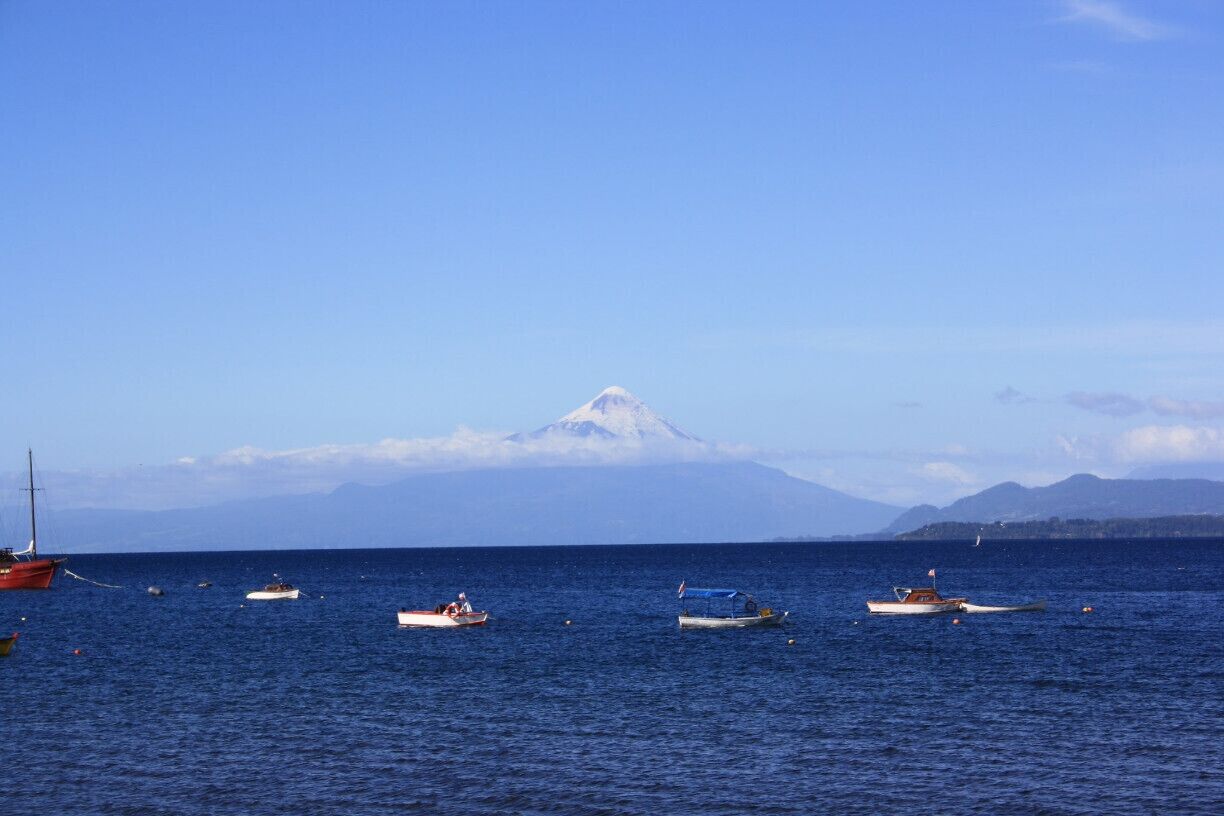 View of Osorno volcano from Puerto Varas town.