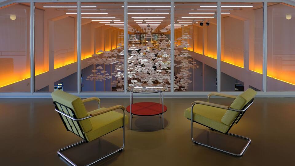 Design museum near the Zurich Central train station. At the lower level, the permanent exhibition shows room with furniture designs from different decades ...